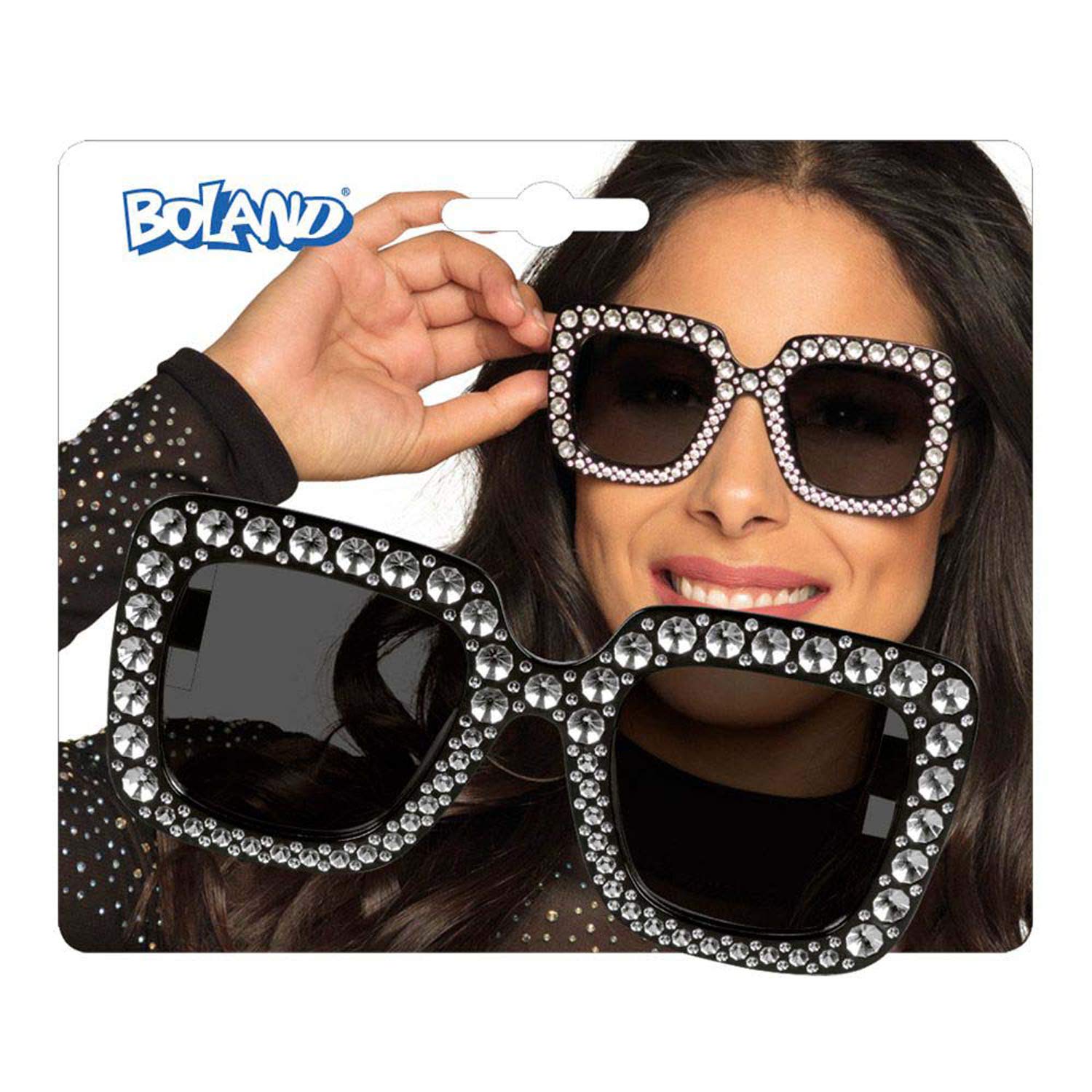 Boland - Feestbril Bling-Bling, voor volwassenen, bril met strass, leuke bril, carnaval, themafeest, Halloween