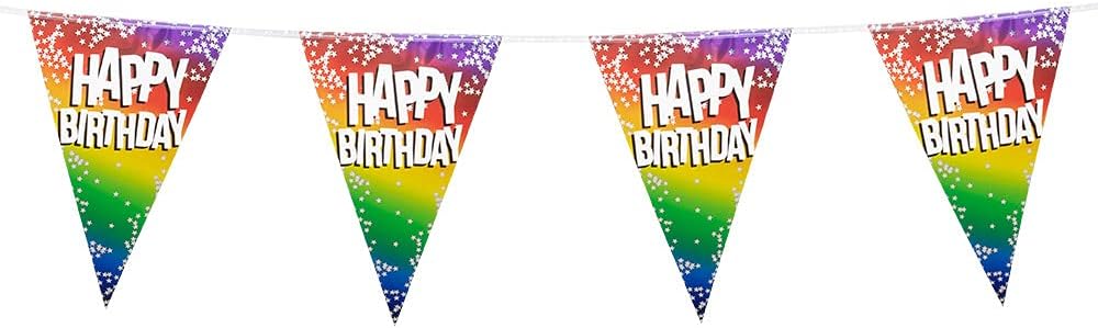 Boland 30282 - Festone di compleanno con bandierine multicolore per feste di compleanno, 6 m