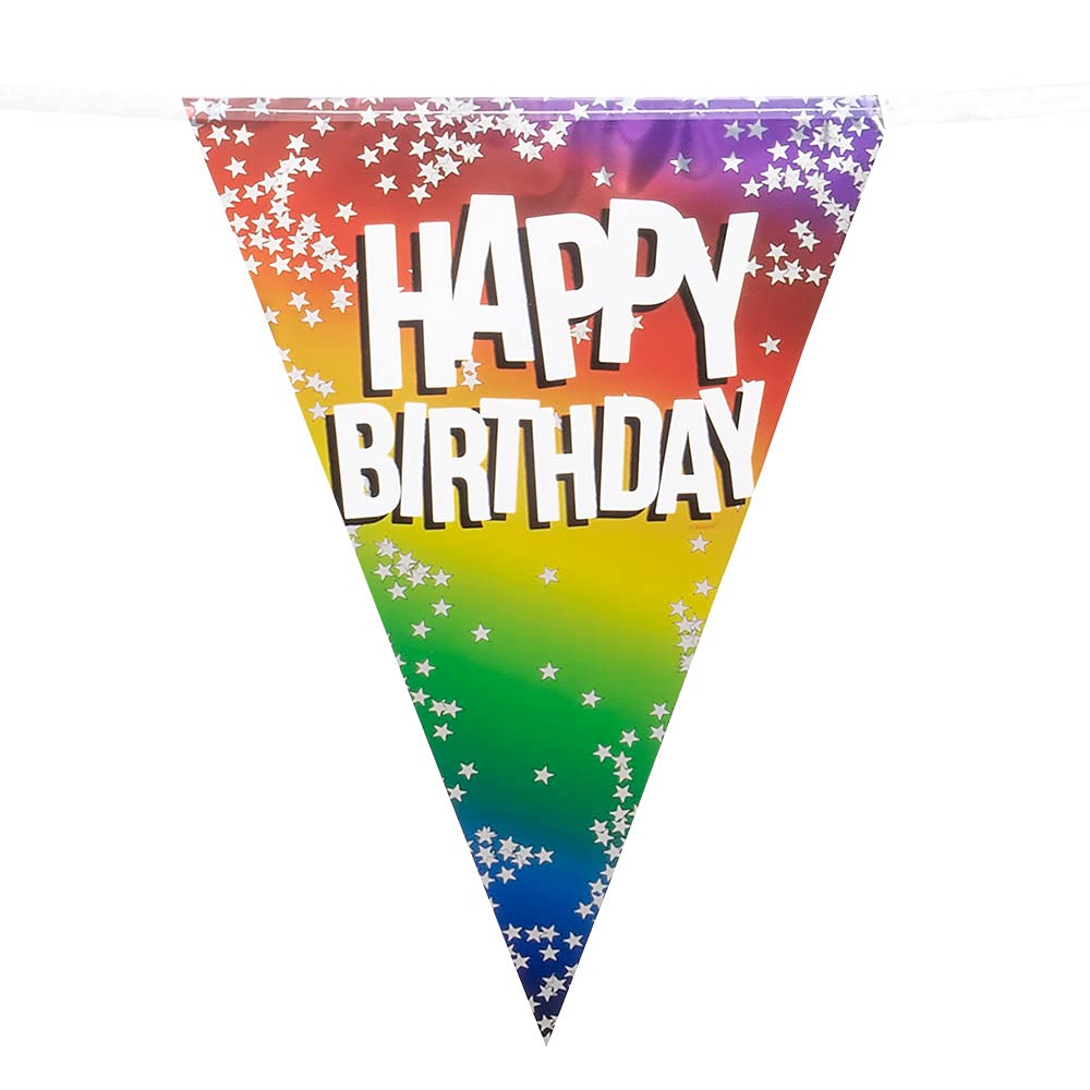 Boland 30282 - Festone di compleanno con bandierine multicolore per feste di compleanno, 6 m