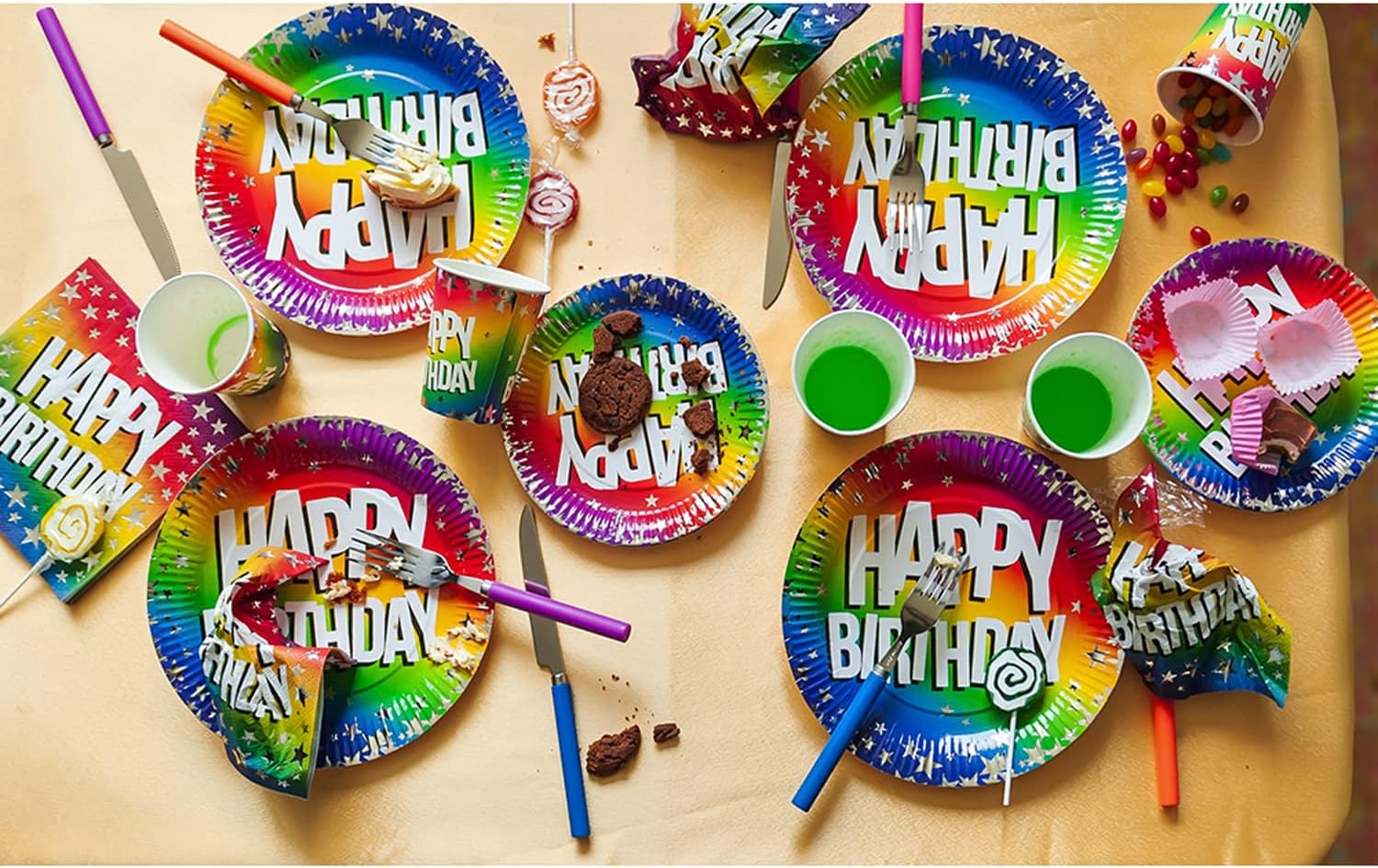 Boland 30300 – Platos de fiesta Happy Birthday, 10 unidades, tamaño 23 cm, vajilla de fiesta, 100% papel, cumpleaños
