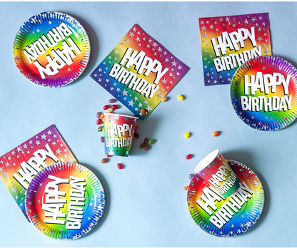 Boland 30300 – Platos de fiesta Happy Birthday, 10 unidades, tamaño 23 cm, vajilla de fiesta, 100% papel, cumpleaños