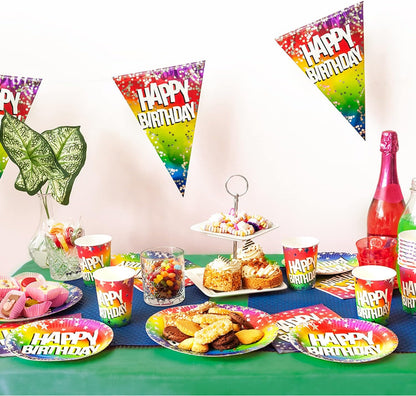 Boland 30300 – Platos de fiesta Happy Birthday, 10 unidades, tamaño 23 cm, vajilla de fiesta, 100% papel, cumpleaños