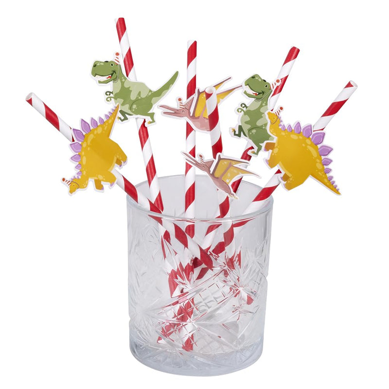 Boland 50062 - Papierstrohhalme Dinosaurier, 6 Stück, Länge 20 cm, umweltfreundlich, Trinkhalme, Papierhalme, Cocktail, Beach, Garten, Party, Partygeschirr, Kindergeburtstag, Mottoparty