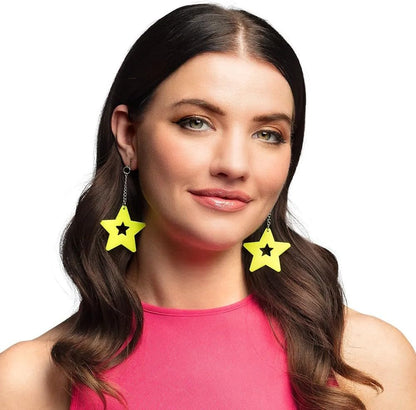 Boland - Coppia di orecchini a stella, giallo fluo