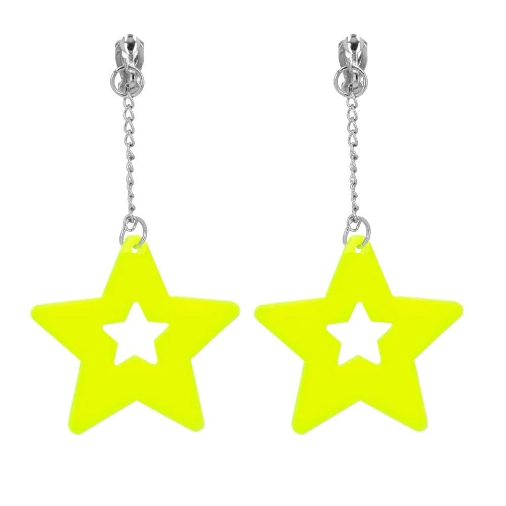 Boland - Coppia di orecchini a stella, giallo fluo