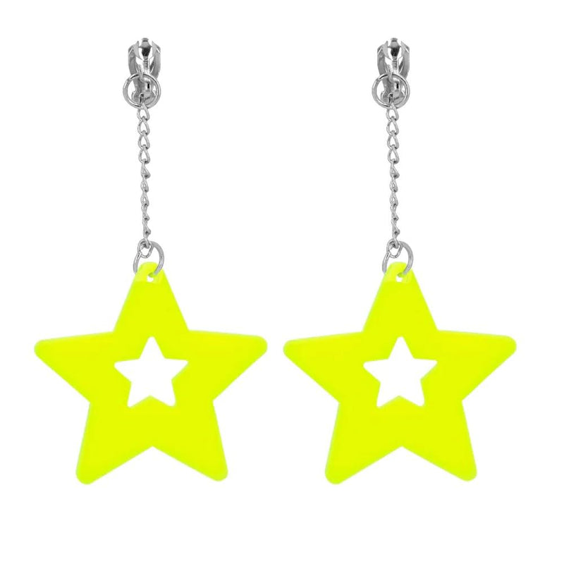 Boland - Coppia di orecchini a stella, giallo fluo
