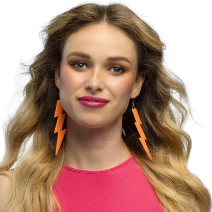 Boland - Orecchini ILLUMINAZIONE Fluo Arancione Adulto