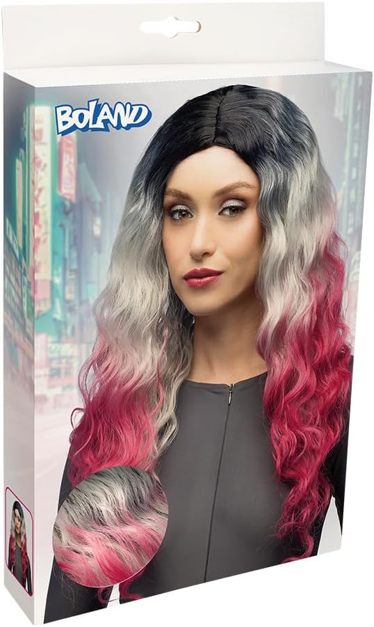 Boland 85081 - Parrucca per adulti, acconciatura tricolore in capelli sintetici per feste a tema o carnevale, accessorio per costumi in maschera
