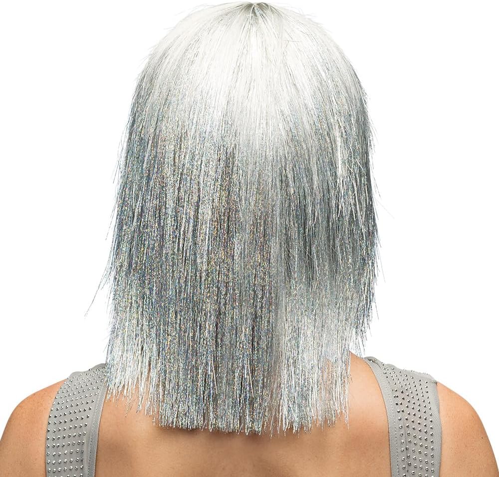 Boland - Parrucca con brillantini per adulti, acconciatura in capelli sintetici per feste a tema o carnevale, accessorio per costumi in maschera