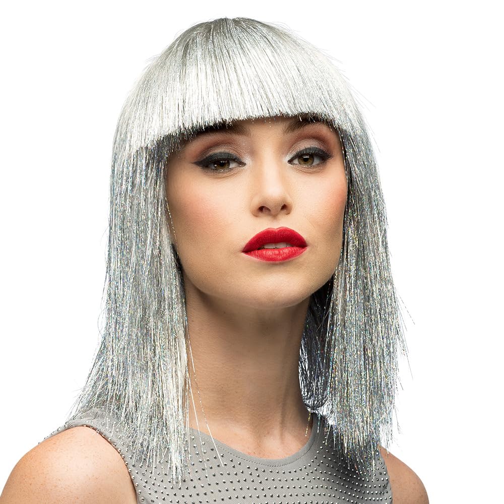 Boland - Parrucca con brillantini per adulti, acconciatura in capelli sintetici per feste a tema o carnevale, accessorio per costumi in maschera