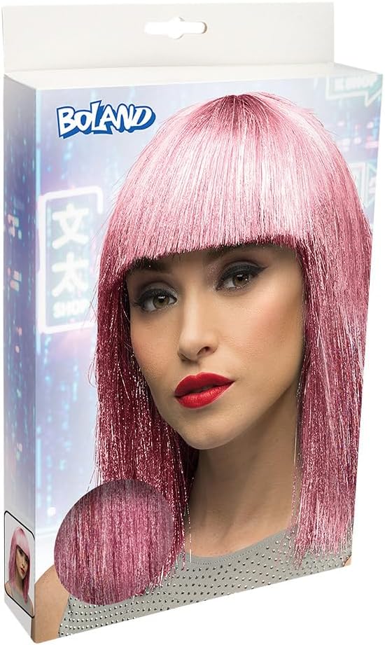 Boland - Parrucca con brillantini per adulti, acconciatura in capelli sintetici per feste a tema o carnevale, accessorio per costumi in maschera