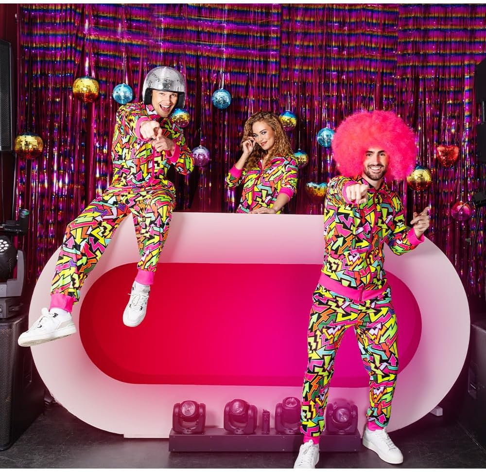 Boland - Neon pruik voor volwassenen voor themafeesten of carnaval, accessoire voor verkleedkostuums