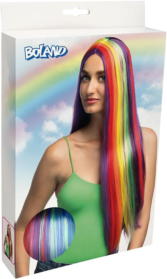Boland 85719 - Parrucca arcobaleno per adulti, acconciatura in capelli sintetici per feste a tema, pride festival o carnevale, accessorio per costumi in maschera