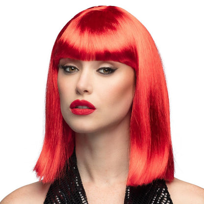 Smiffy's Generic Wig Smiffys Parrucca Seducente, Rosso Fosforescente, Corta, Scalata con frangetta, Colore Neon, Taglia Unica, 42142