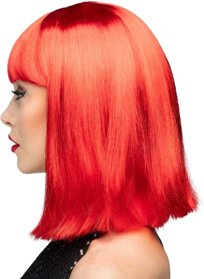 Smiffy's Generic Wig Smiffys Parrucca Seducente, Rosso Fosforescente, Corta, Scalata con frangetta, Colore Neon, Taglia Unica, 42142