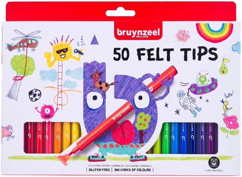 Bruynzeel Kids Viltstiften Set van 50 Kleuren | Tekenen & Kleuren voor Kinderen