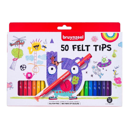 Bruynzeel Kids Viltstiften Set van 50 Kleuren | Tekenen & Kleuren voor Kinderen