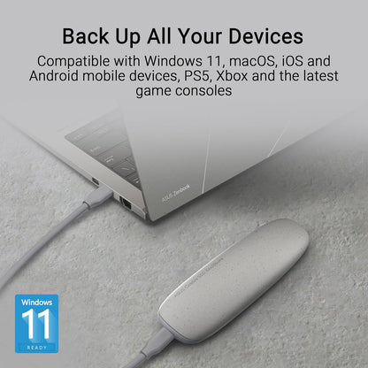 ASUS Cobble - Custodia per SSD USB-C 3.2 Gen 2x1, Velocità fino a 10Gbps, Doppia Interfaccia M.2 NVMe PCIe e SATA, M.2 Q-Latch, Impermeabile e Antipolvere, Compatibile con Windows e macOS