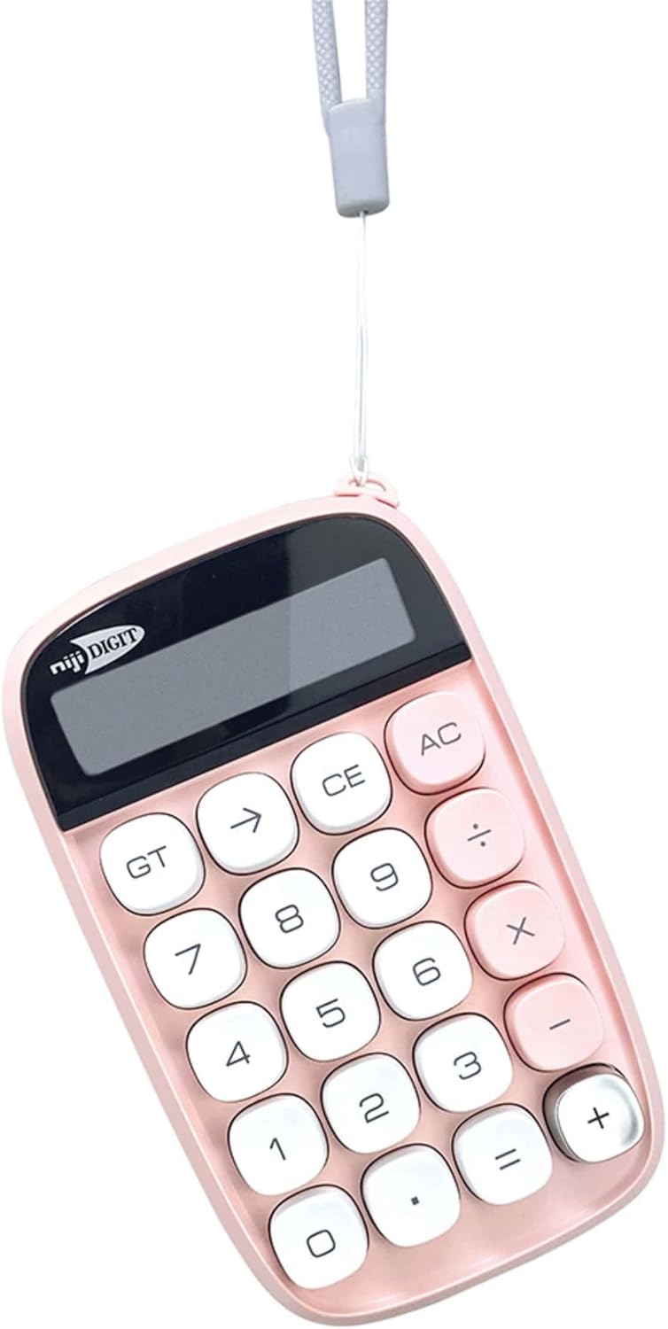 Calcolatrice NijyDIGIT a 10 Cifre Colore Pastello con Tasti Grandi, 1 Batteria inclusa