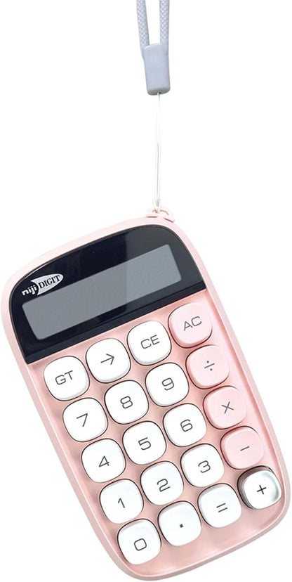 Calcolatrice NijyDIGIT a 10 Cifre Colore Pastello con Tasti Grandi, 1 Batteria inclusa