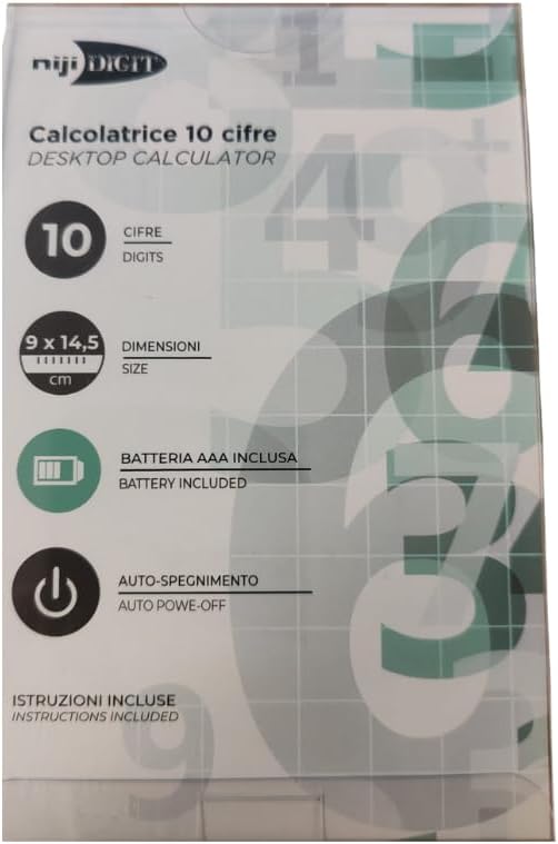 Calcolatrice NijyDIGIT a 10 Cifre Colore Pastello con Tasti Grandi, 1 Batteria inclusa
