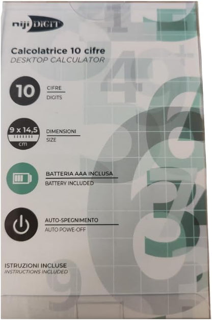Calcolatrice NijyDIGIT a 10 Cifre Colore Pastello con Tasti Grandi, 1 Batteria inclusa