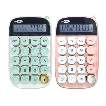 Calcolatrice NijyDIGIT a 10 Cifre Colore Pastello con Tasti Grandi, 1 Batteria inclusa