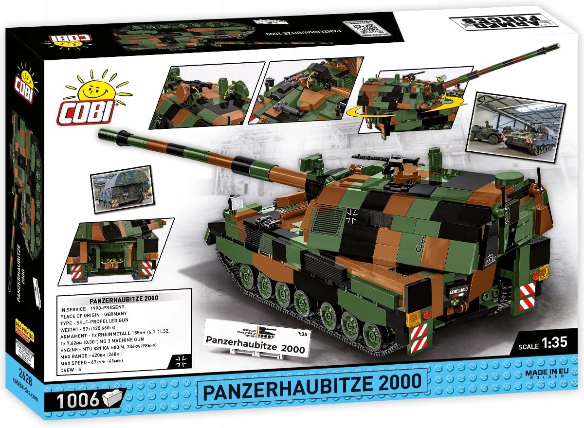 COBI Panzerhaubitze 2000, 13.58" x 4.33" x 4.33", Green