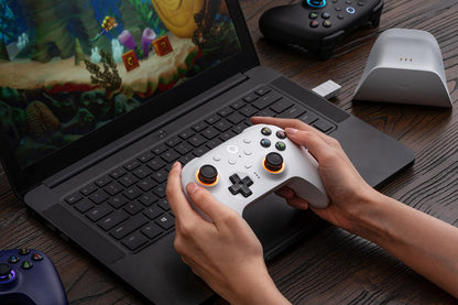 8Bitdo Ultimate 2 Wireless Controller for Windows & Android, Gaming Controller with TMR Joysticks, Switchable Hall Effect/Tactile Triggers, Motion Control, RGB Fire Ring, 8Speed Wireless Tech, White