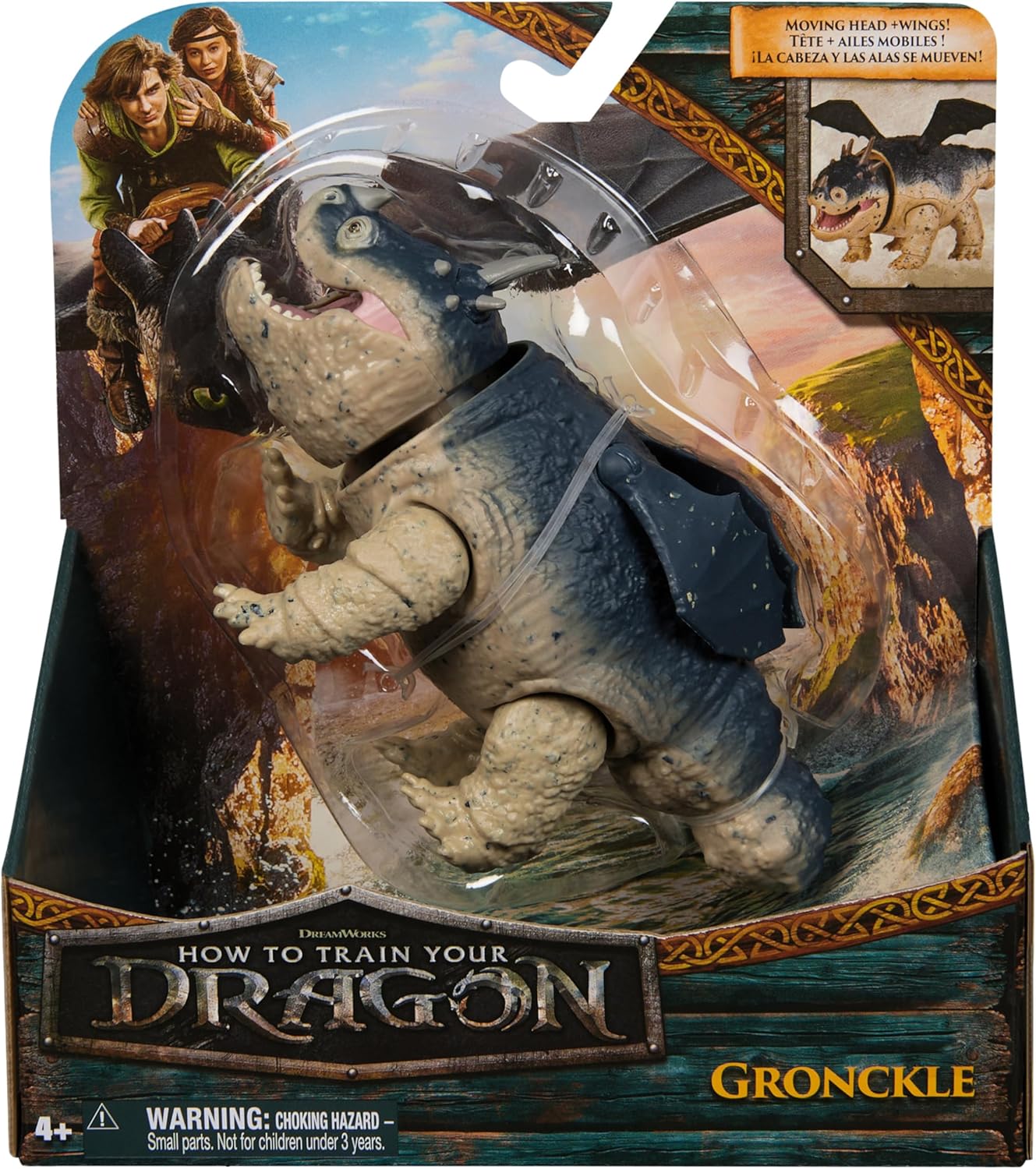 Dreamworks Dragons - Figura Dragón Gronkel de Cómo Entrenar a tu Dragón que Mueve sus Alas y su Cabeza - Figura de Acción Articulada de 13 cm - 6074019 - Juguetes Niños 4 Años + - Regalo Niño 4 Años +
