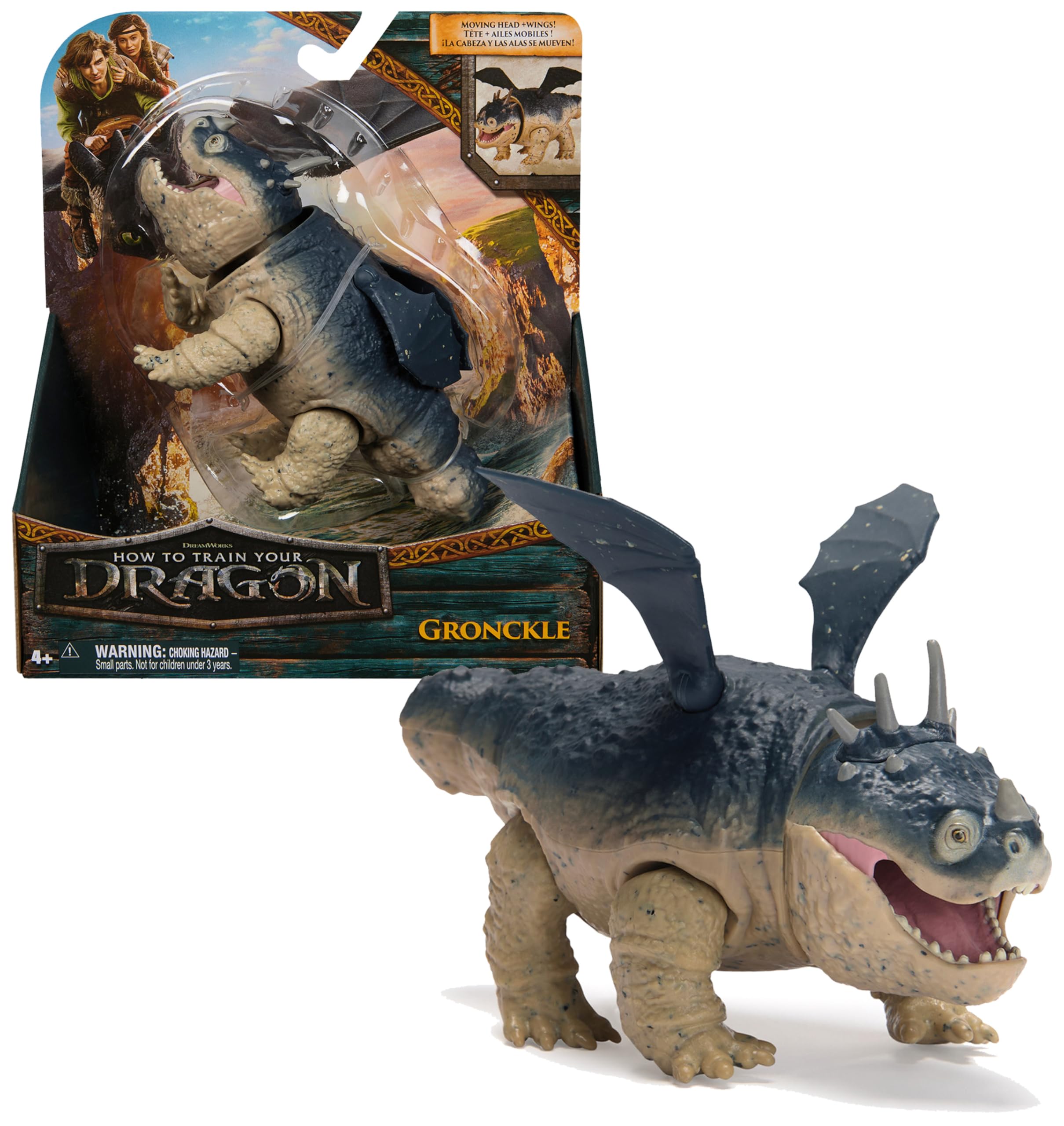 Dreamworks Dragons - Figura Dragón Gronkel de Cómo Entrenar a tu Dragón que Mueve sus Alas y su Cabeza - Figura de Acción Articulada de 13 cm - 6074019 - Juguetes Niños 4 Años + - Regalo Niño 4 Años +