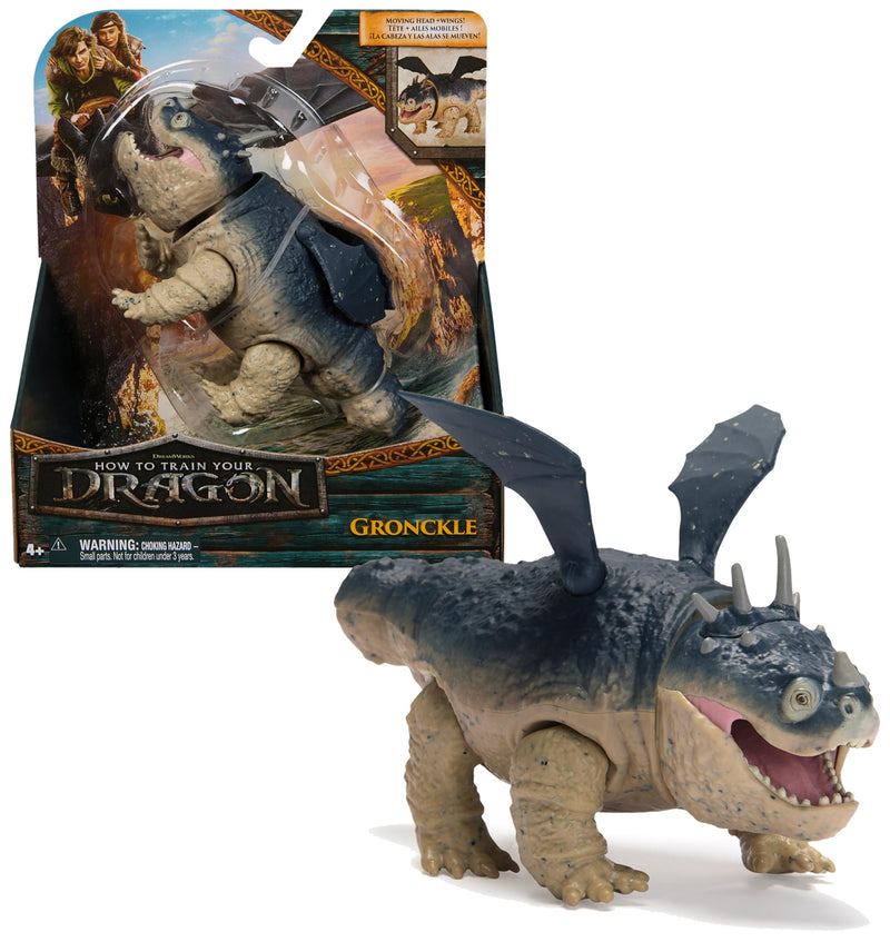 Dreamworks Dragons - Figura Dragón Gronkel de Cómo Entrenar a tu Dragón que Mueve sus Alas y su Cabeza - Figura de Acción Articulada de 13 cm - 6074019 - Juguetes Niños 4 Años + - Regalo Niño 4 Años +