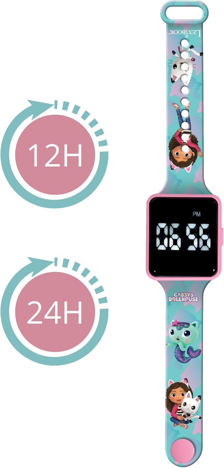 Lexibook, Gabby en het Magische Huis, Digitale horloge, 12 of 24 uur weergave, Blauw, DMW060GDH