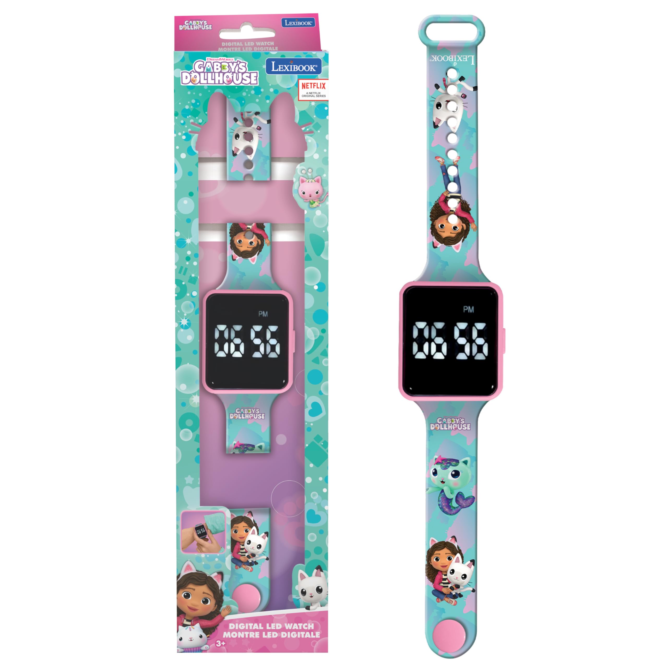 Lexibook, Gabby en het Magische Huis, Digitale horloge, 12 of 24 uur weergave, Blauw, DMW060GDH