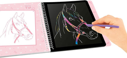 Depesche 13267 Miss Melody - Magisch Krabboek, krasboek met coole paardenmotieven om in te krassen, met kleurverloop