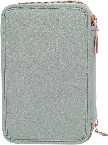 Miss Melody - Triple Pencil Case Romantic Fields - Glittery Sage-Green