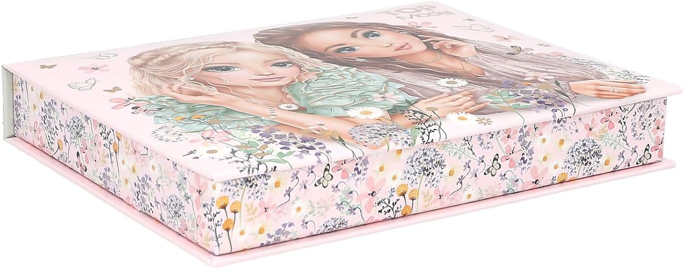 Depesche 13614 TOPModel Summer Feeling - Schrijfmap in roze, met modelmotief en bloemmotief, incl. papier, potloden, gum, liniaal en nog veel meer.
