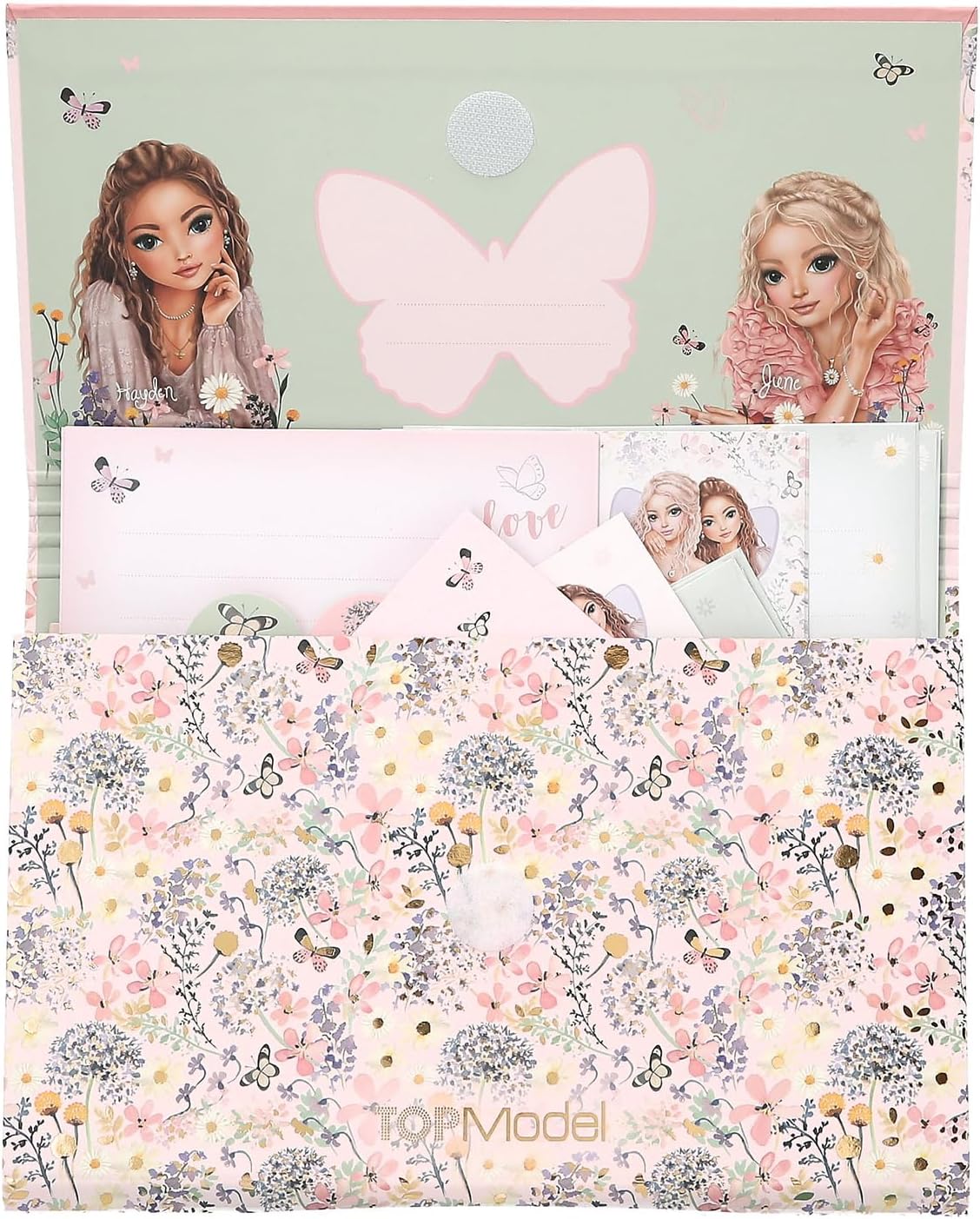 Depesche 13617 TOPModel Summer Feeling - Schrijfpapier in map, met modelmotief en bloemen, incl. briefpapier en enveloppen