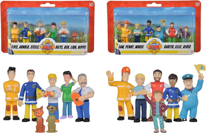 Simba 109252538 Brandweerman Sam figuren, 6 stuks, 2-voudig gesorteerd, er wordt slechts één versie geleverd, 5-7 cm speelfiguren, vanaf 3 jaar