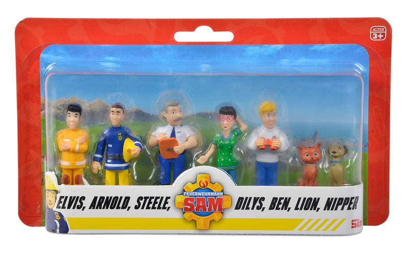Simba 109252538 Brandweerman Sam figuren, 6 stuks, 2-voudig gesorteerd, er wordt slechts één versie geleverd, 5-7 cm speelfiguren, vanaf 3 jaar