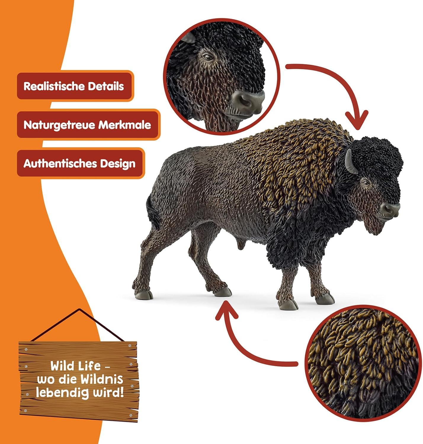 schleich WILD Life | Bison 14879 | detailgetreue Tierfiguren | Zoo Spielzeug | tolles Geschenk für Jungen und Mädchen | Deko für Geburtstag | Spielfigur ab 3 Jahren | 13 x 4 x 8 cm