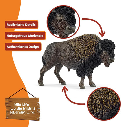 schleich WILD Life | Bison 14879 | detailgetreue Tierfiguren | Zoo Spielzeug | tolles Geschenk für Jungen und Mädchen | Deko für Geburtstag | Spielfigur ab 3 Jahren | 13 x 4 x 8 cm