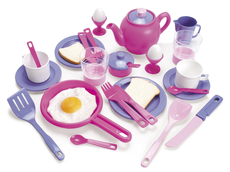 Dantoy Breakfast Set, Role Play Tea and Food with 32 Pieces Pretend Play for Kids – Princess Pink