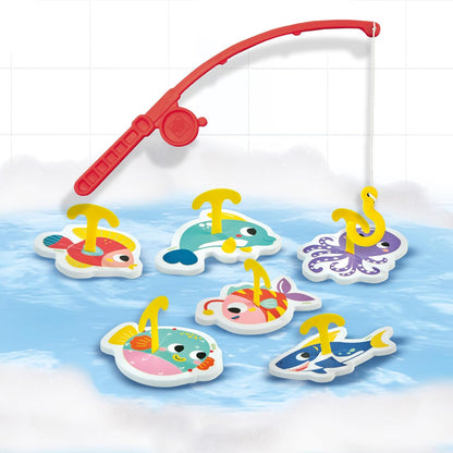 SES Creative 13221 Badvisspel - maak van badtijd een leuk avontuur - 8 kleurrijke schuimzeedieren om te vangen met een hengel en haak - stimuleert motorische vaardigheden en hand-oogcoördinatie