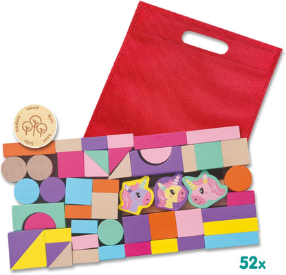 SES Creative 13251 Houten bouwstenen om te stapelen eenhoorn 52 delen