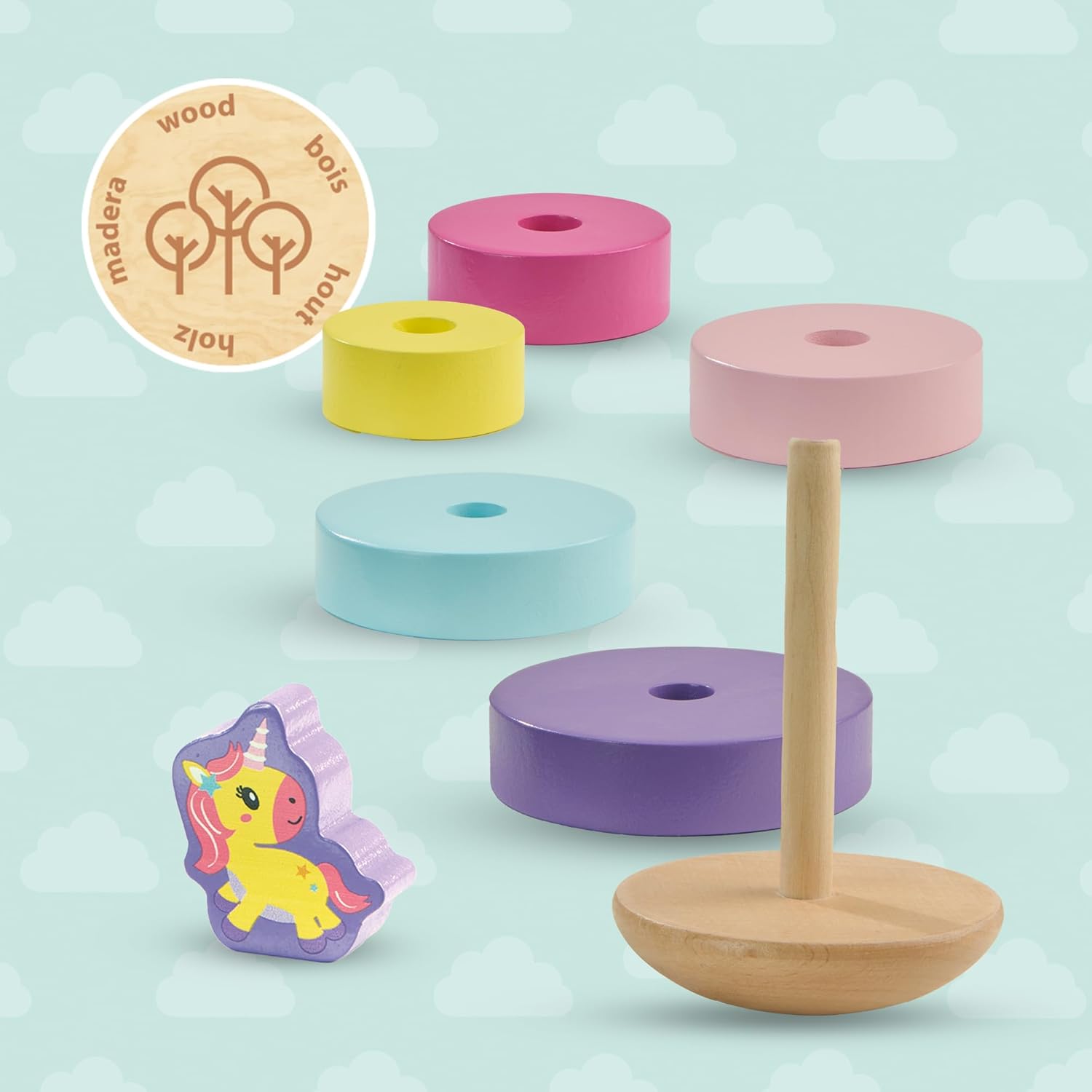 SES Creative 13252 houten stapeltoren eenhoorn