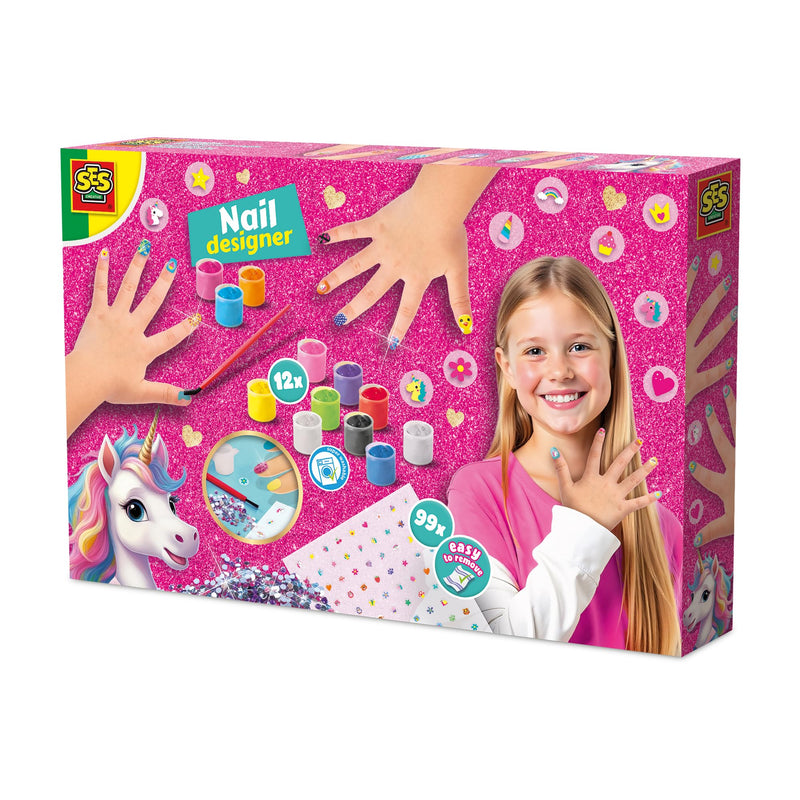SES Creative 14729 Nagelontwerper eenhoorn – creatieve set vanaf 6 jaar – inclusief nagellak en decoratieve stenen – perfect voor nagelcreaties