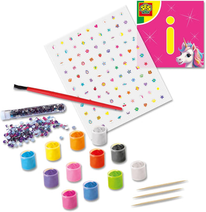 SES Creative 14729 Nagelontwerper eenhoorn – creatieve set vanaf 6 jaar – inclusief nagellak en decoratieve stenen – perfect voor nagelcreaties