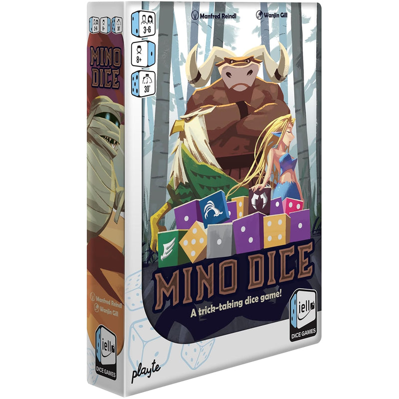IELLO: Mino Dice - Family Bidding Board Game, Trick-Taking Dice & Card Game, Become Champion of The Labyrinth, Fantasy, Ages 8+, 3-6 Players, 30 Min
