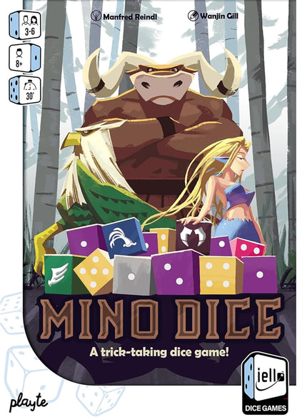 IELLO: Mino Dice - Family Bidding Board Game, Trick-Taking Dice & Card Game, Become Champion of The Labyrinth, Fantasy, Ages 8+, 3-6 Players, 30 Min